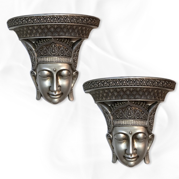 Other - 2 Stunning Blingy Silver Asian Wall Sconces